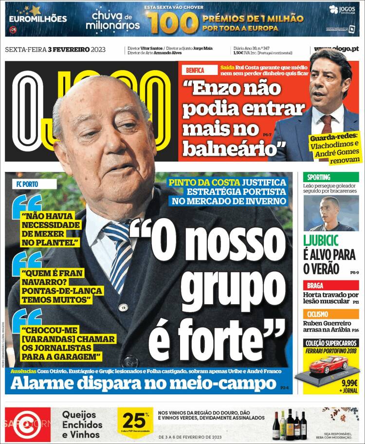 Portada de O Jogo (Portugal)