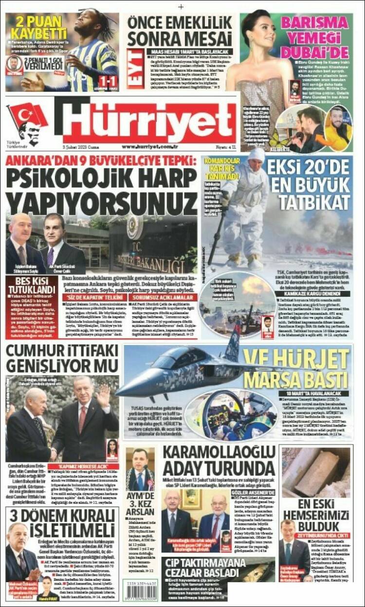 Portada de Hürriyet (Turquía)