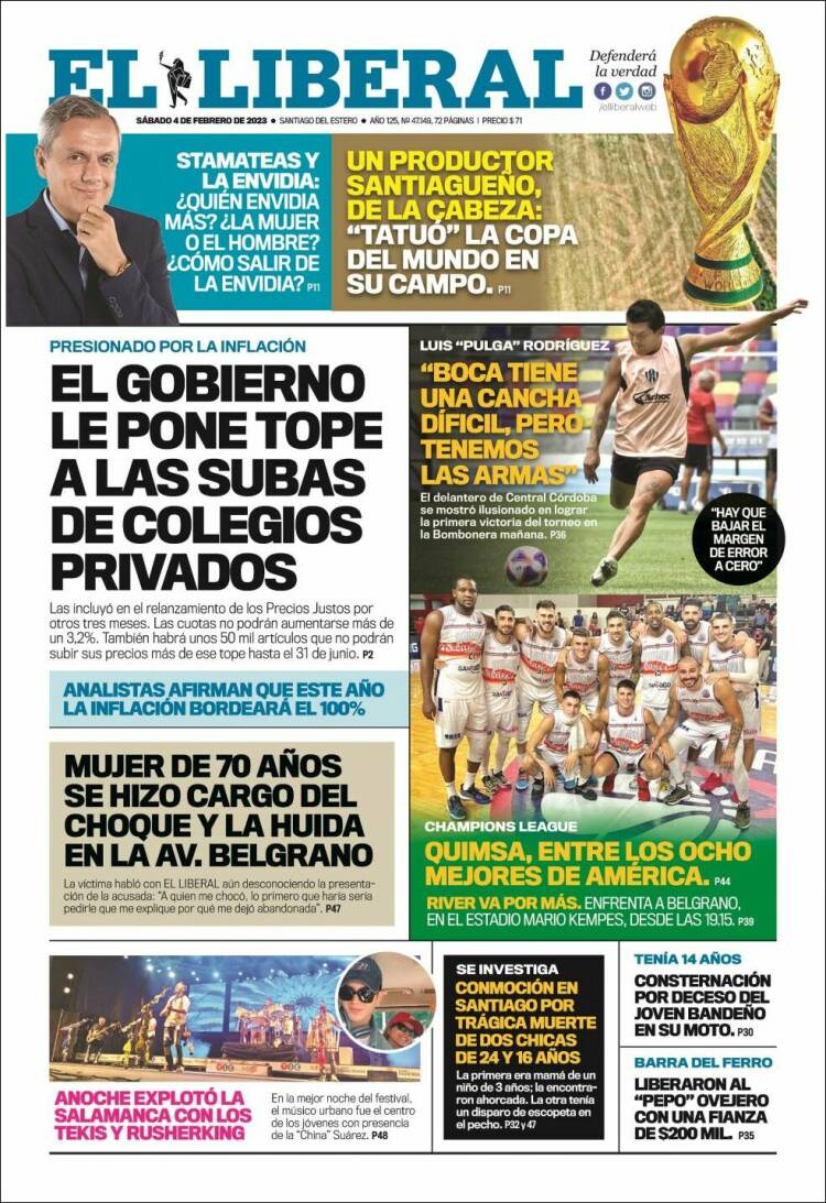 Portada de Diario El Liberal (Argentina)