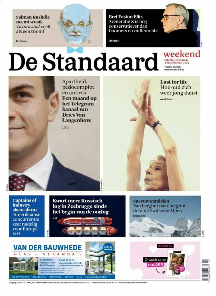 Portada de De Standaard (B&eacute;lgica)