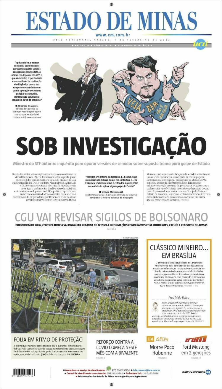 Portada de Jornal Estado de Minas (Brasil)