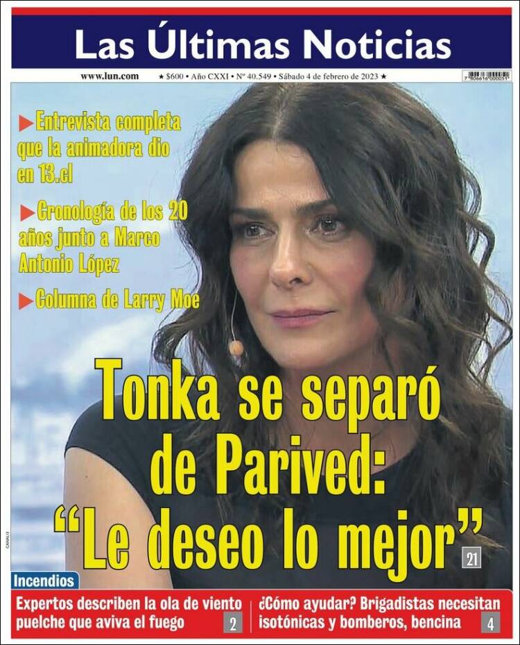 Portada de Las Últimas Noticias (Chile)