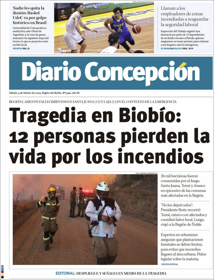 Portada de Diario de Concepción (Chile)