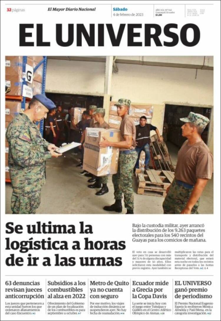 Portada de El Universo - Ecuador (Ecuador)