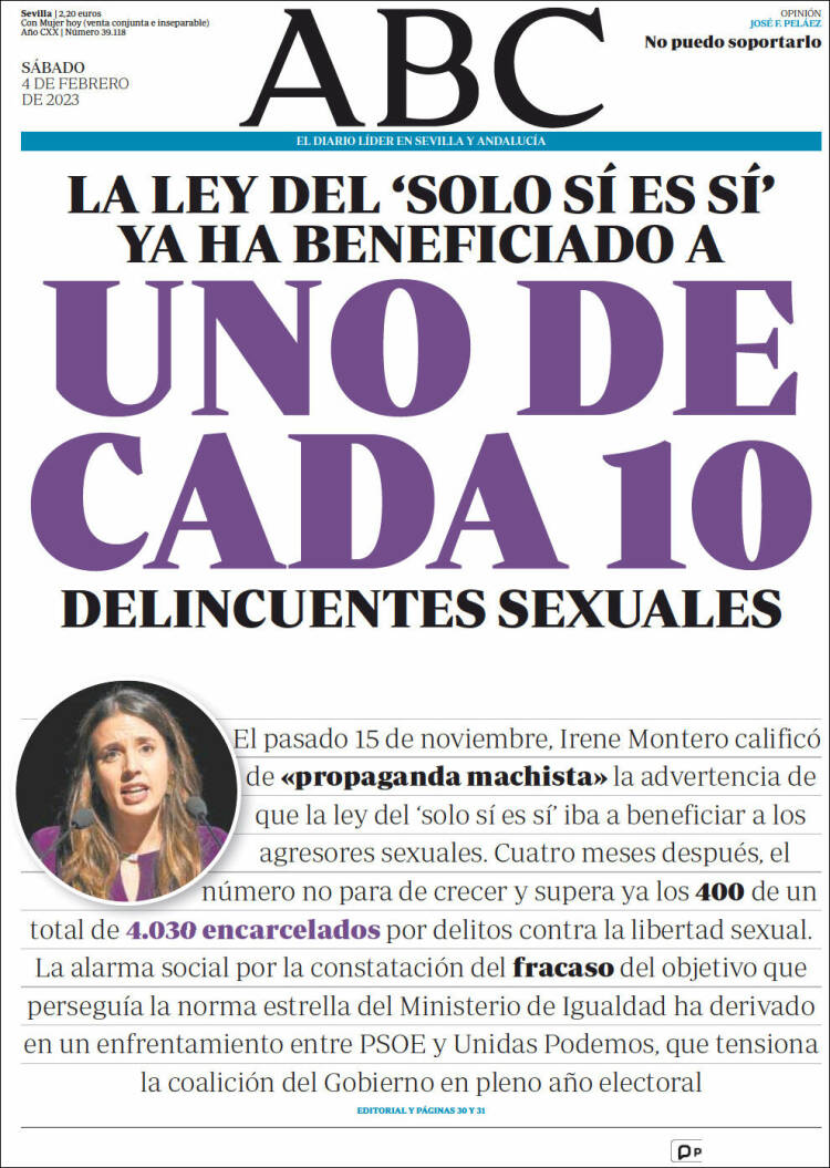 Portada de ABC - Sevilla (Espa&ntilde;a)