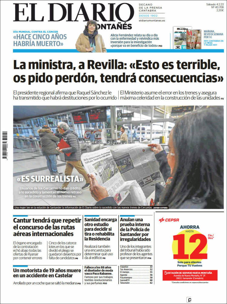 Portada de El Diario Montañés (Espa&ntilde;a)