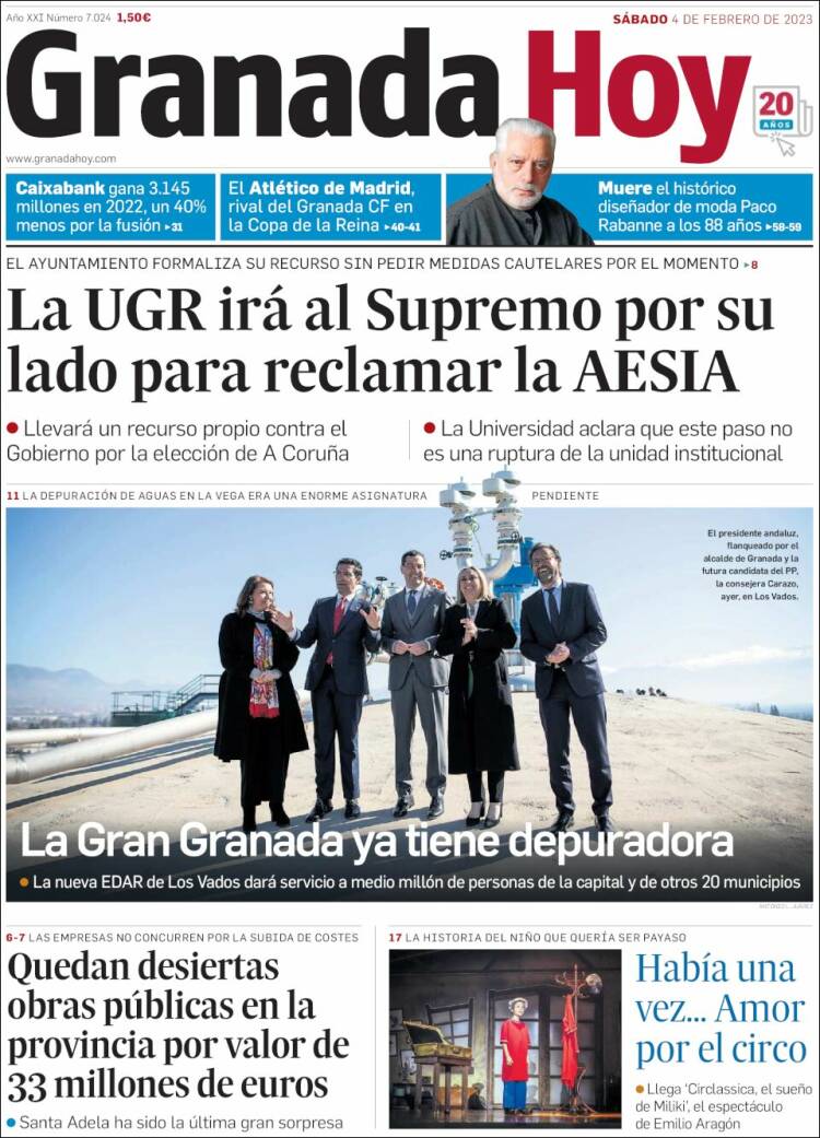 Portada de Granada Hoy (Espa&ntilde;a)