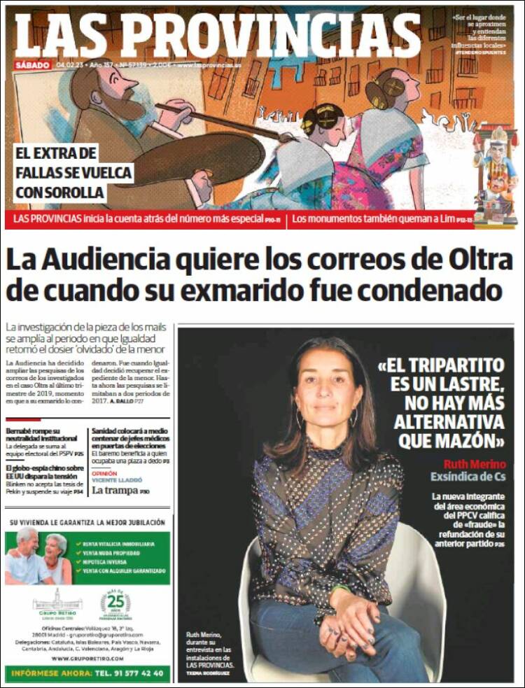 Portada de Las Provincias (Espa&ntilde;a)