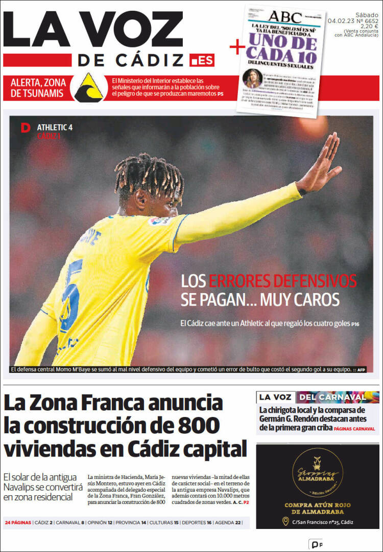 Portada de La Voz de Cádiz (Espa&ntilde;a)