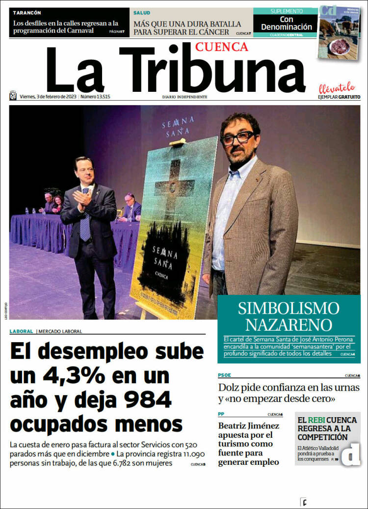 Portada de La Tribuna de Cuenca (Espa&ntilde;a)