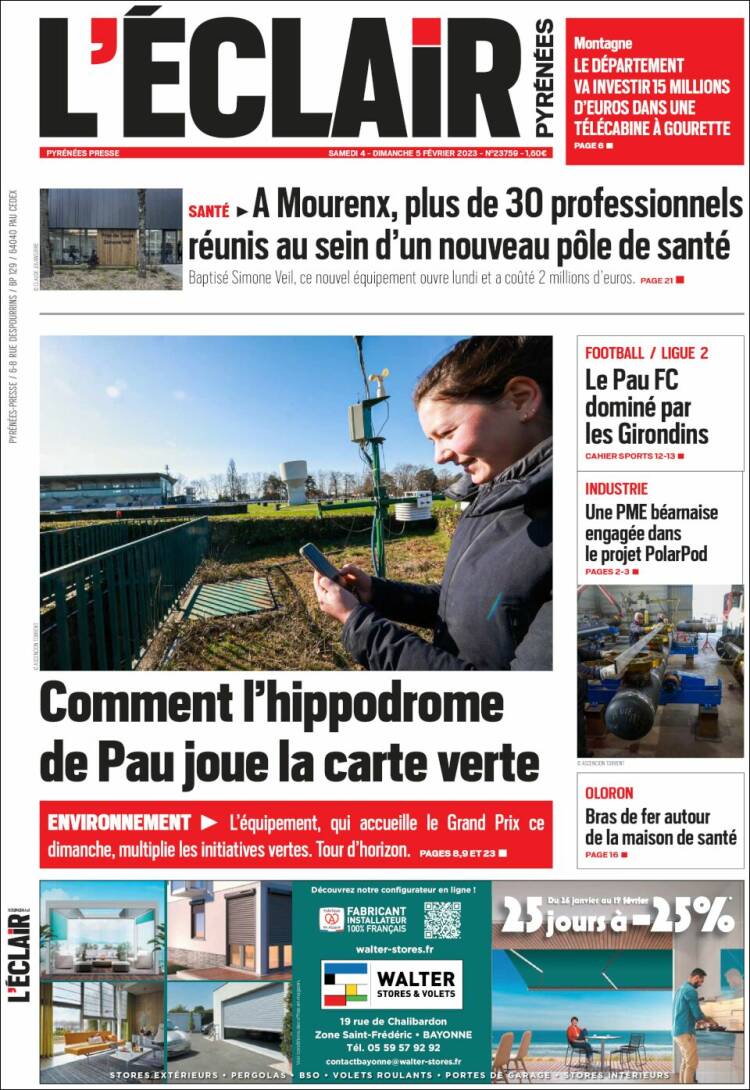 Portada de L'Eclair des Pyrénées (Francia)