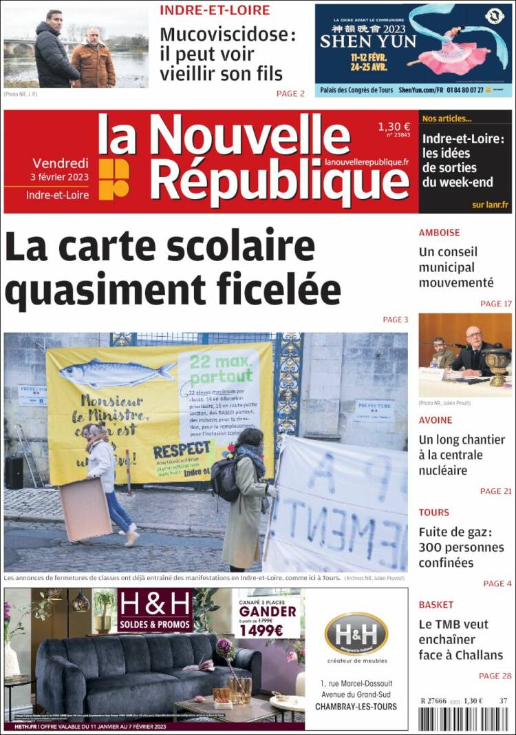 Portada de La Nouvelle Republique (Francia)