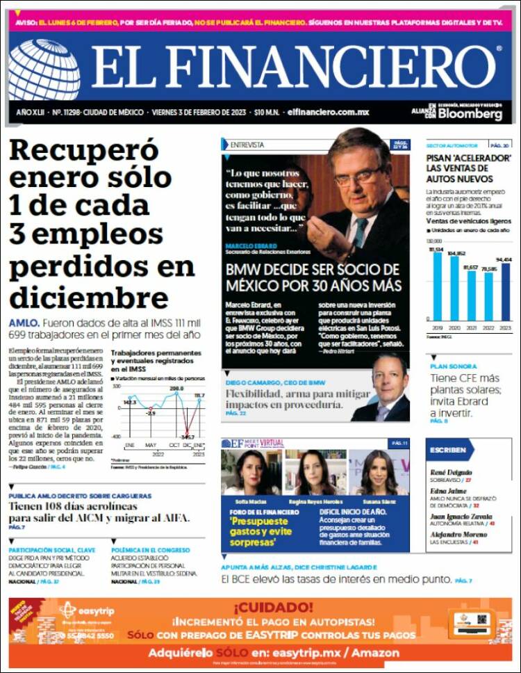 Portada de El Financiero (M&eacute;xico)