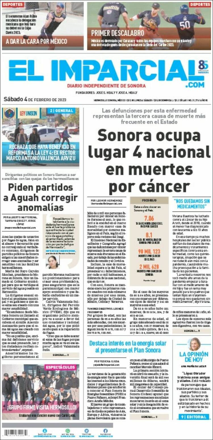 Portada de El Imparcial (M&eacute;xico)