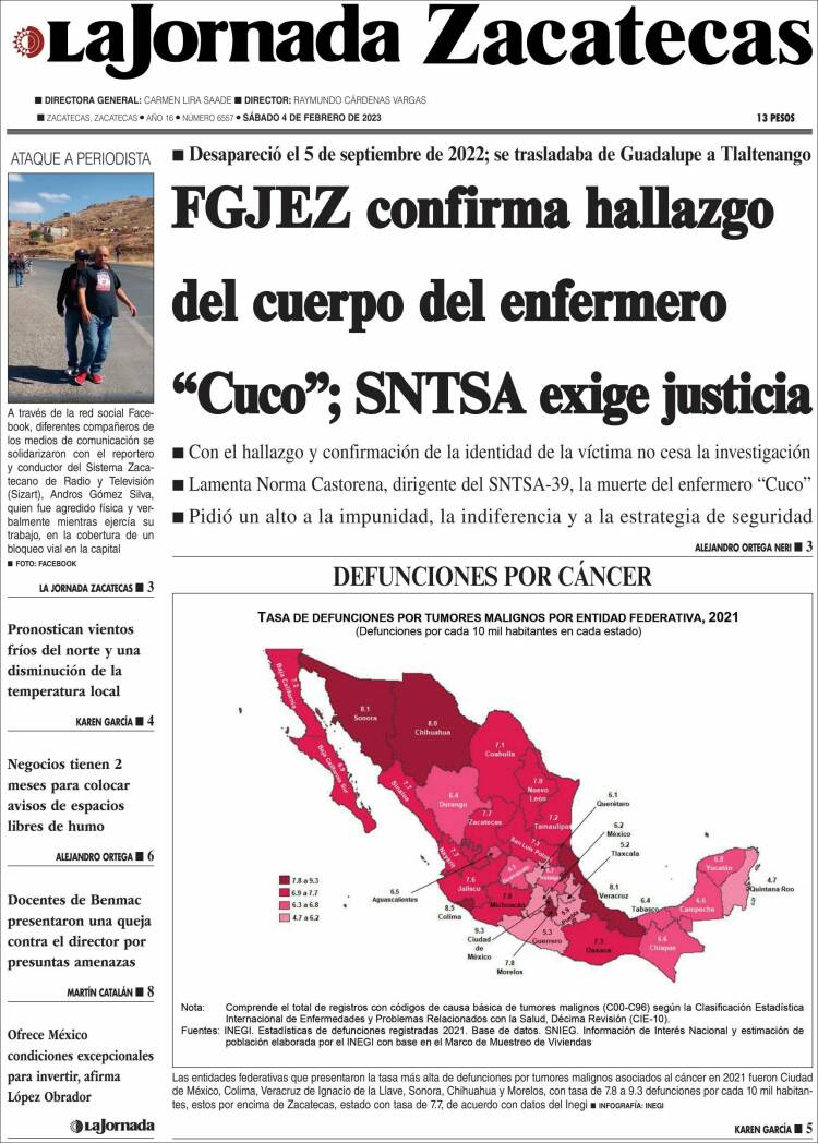 Portada de Jornada de Zacatecas (M&eacute;xico)