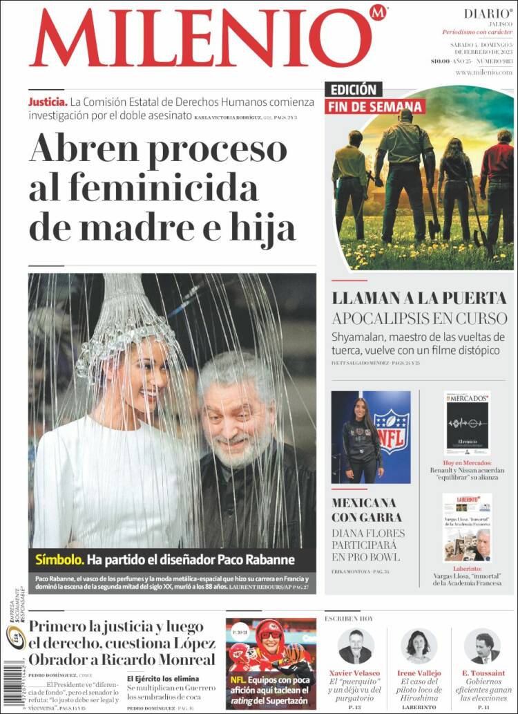 Portada de Milenio - Jalisco (M&eacute;xico)