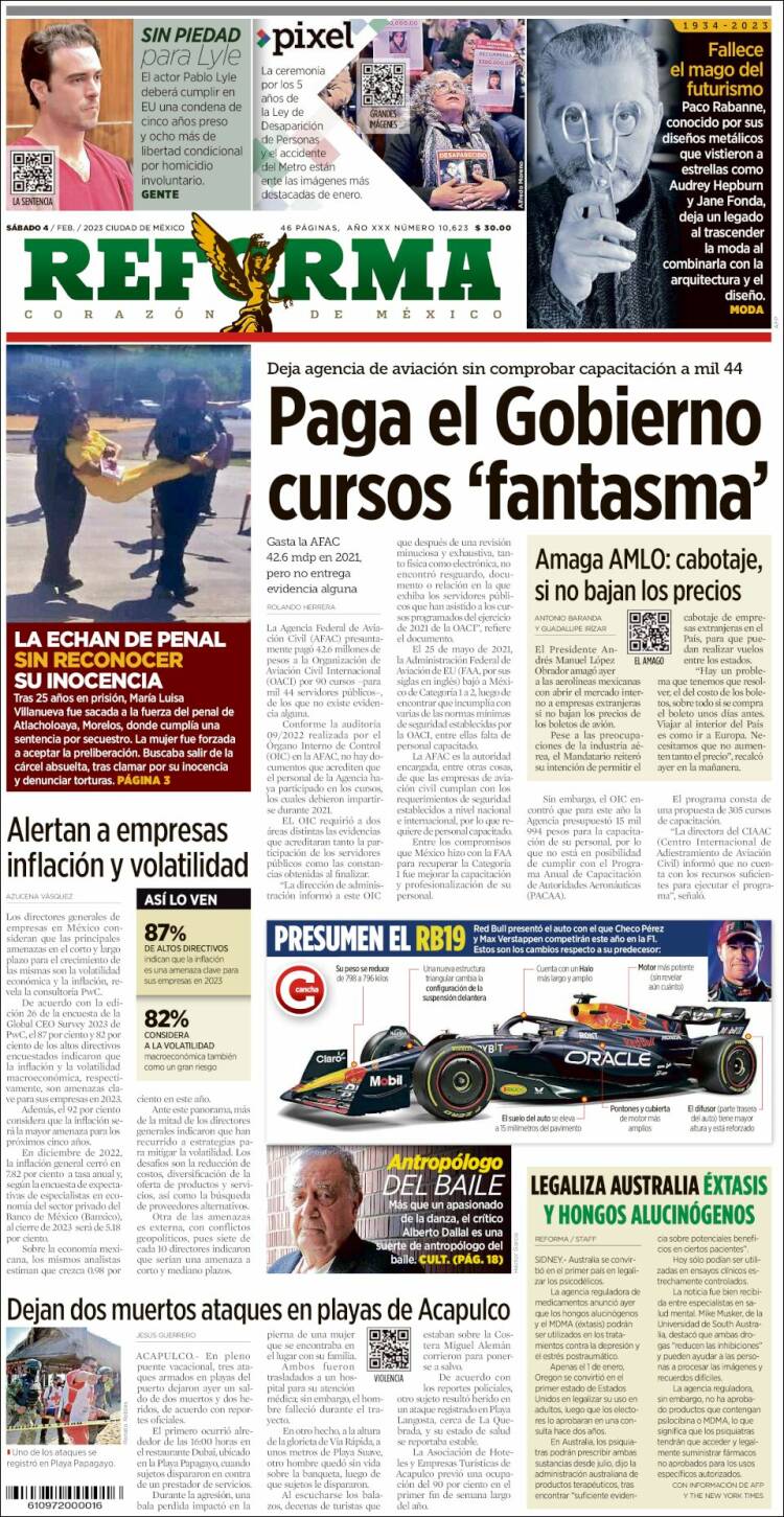 Portada de Reforma (M&eacute;xico)