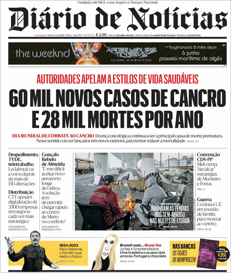 Portada de Diário de Noticias (Portugal)