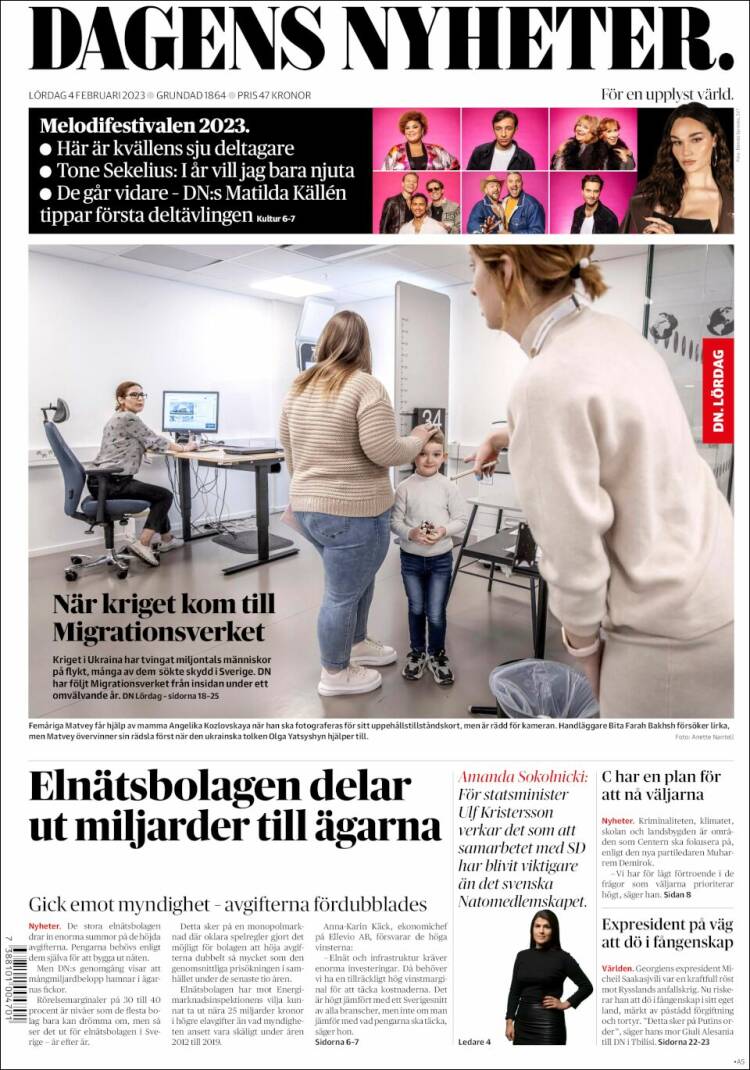 Portada de Dagens Nyheter (Suecia)