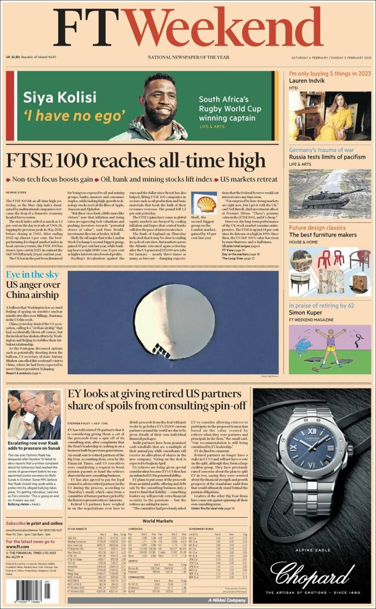 Portada de Financial Times (Reino Unido)