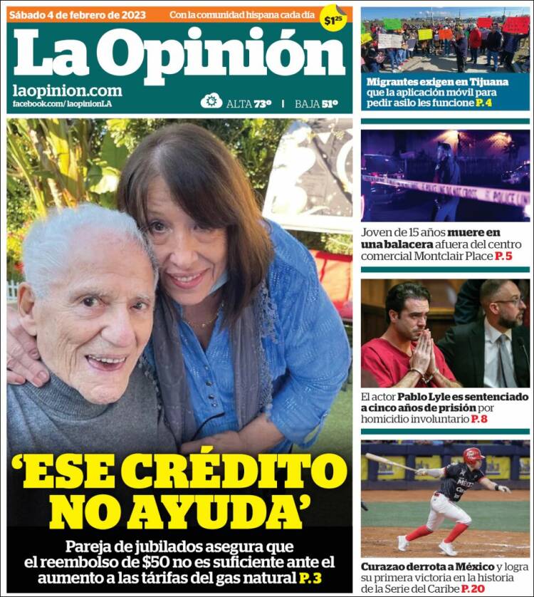 Portada de La Opinión (USA)