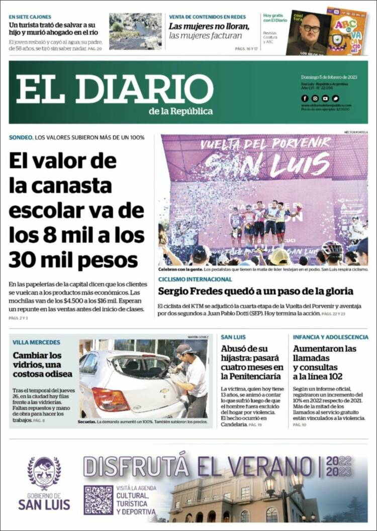 Portada de Diario de la República (Argentina)