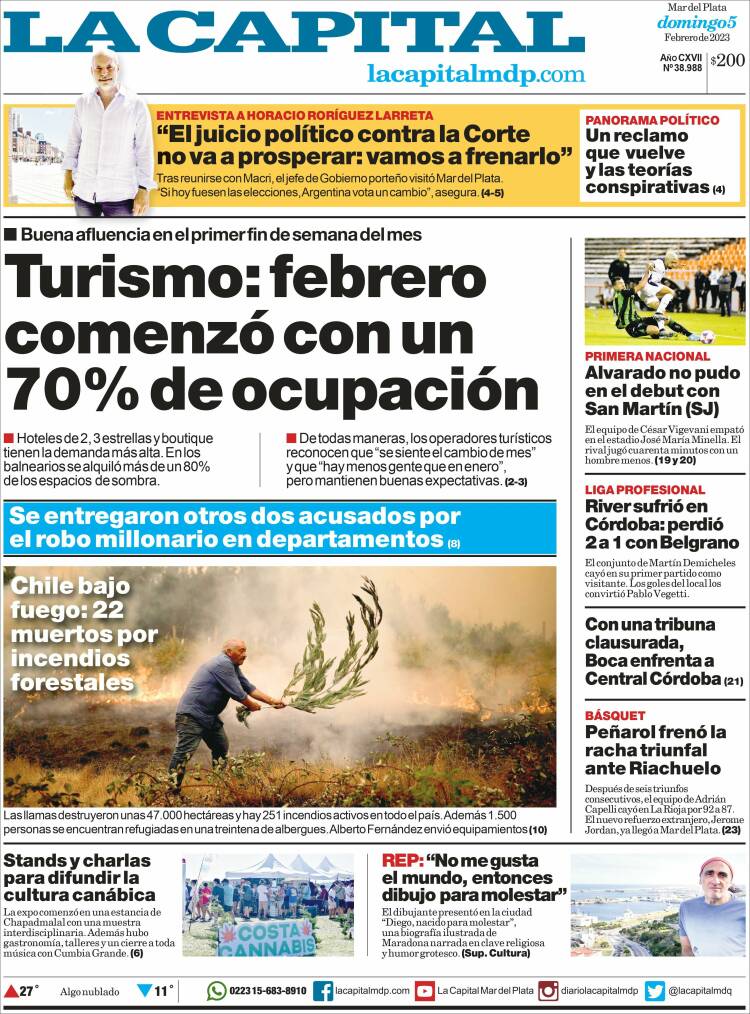 Portada de Diario La Capital - Mar del Plata (Argentina)