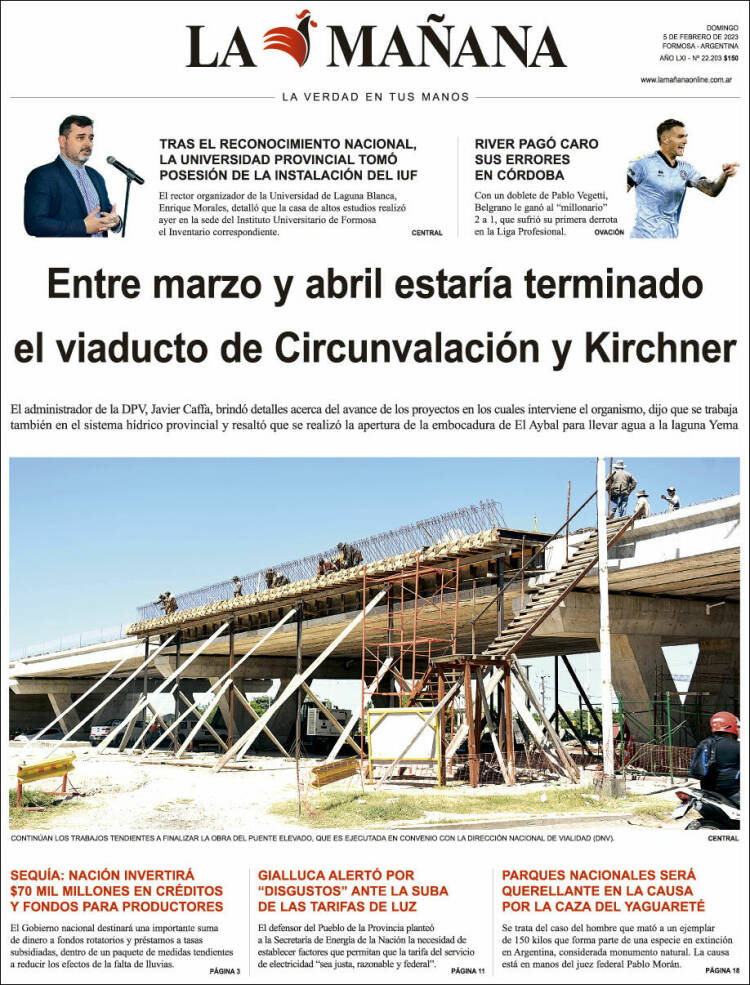 Portada de Diario La Mañana (Argentina)