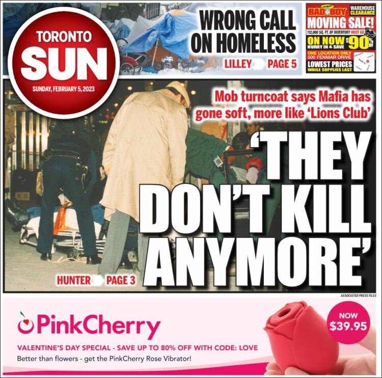 Portada de The Toronto Sun (Canadá)