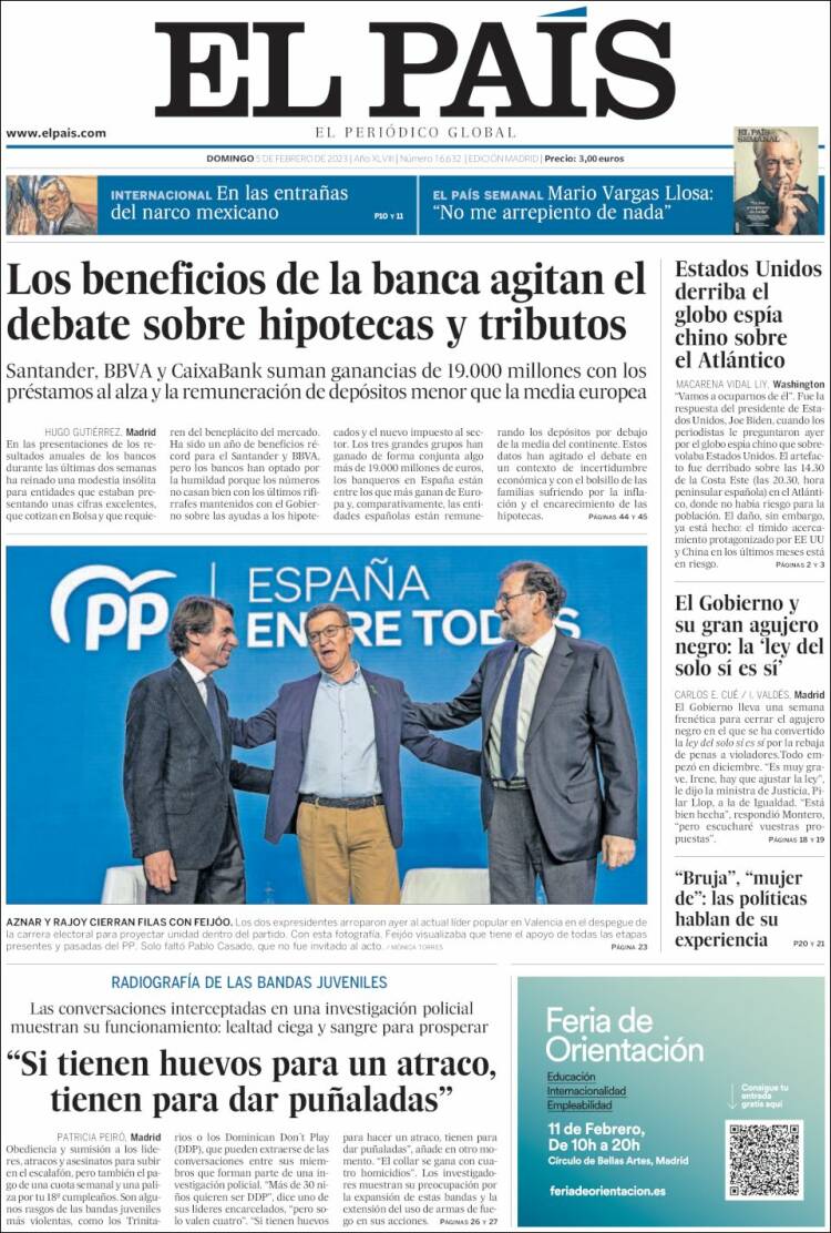 Portada de El País (España)