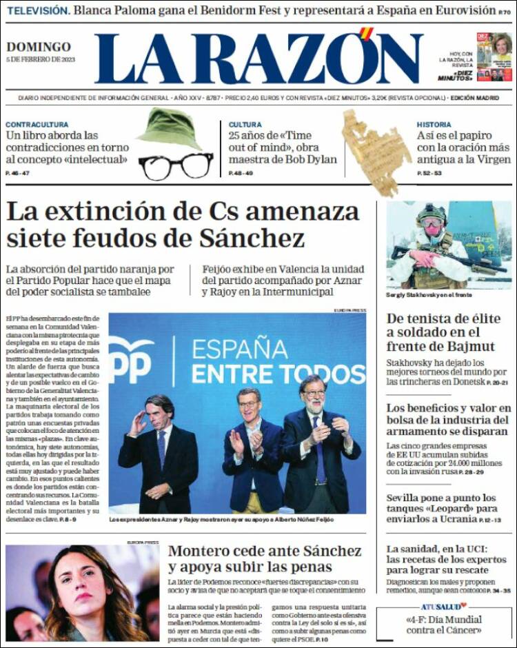 Portada de La Razón (España)