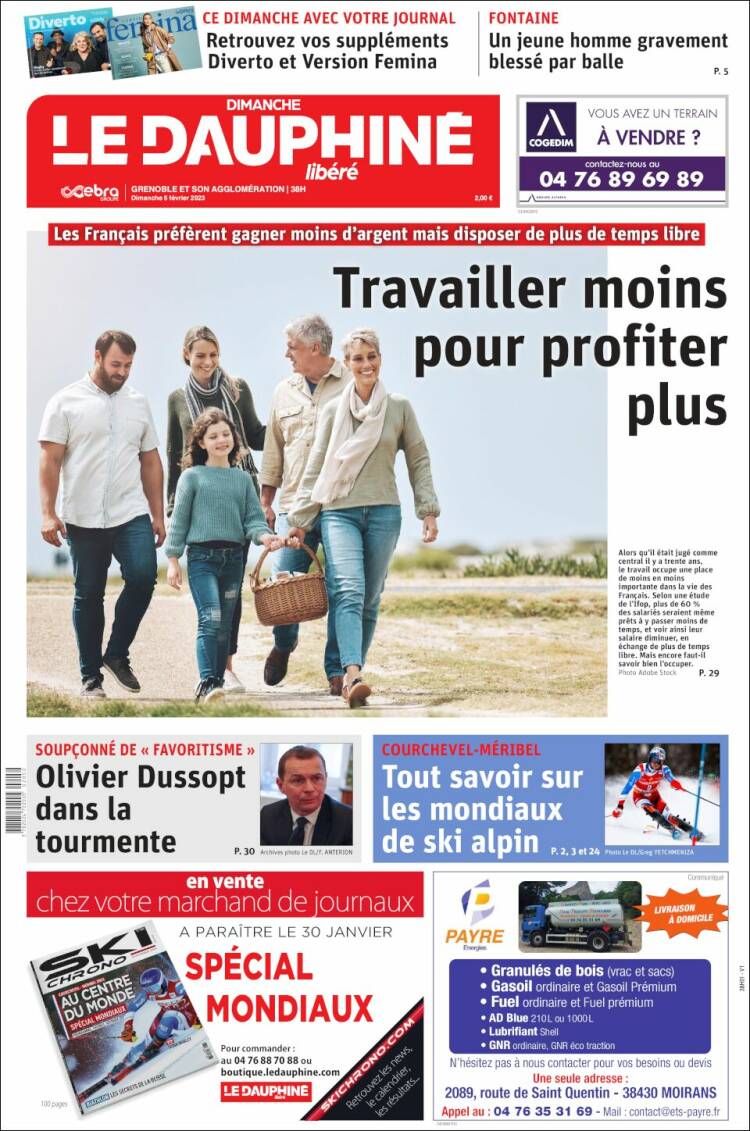 Portada de Le Dauphiné Libéré (Francia)