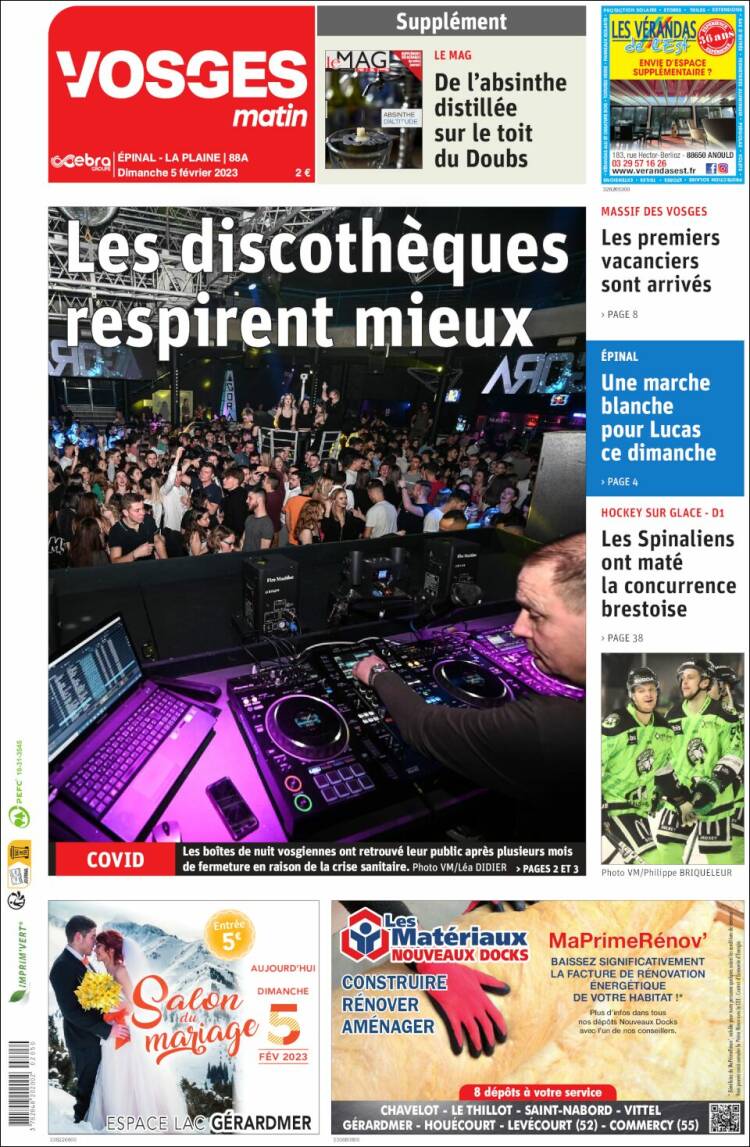Portada de Vosges Matin (Francia)