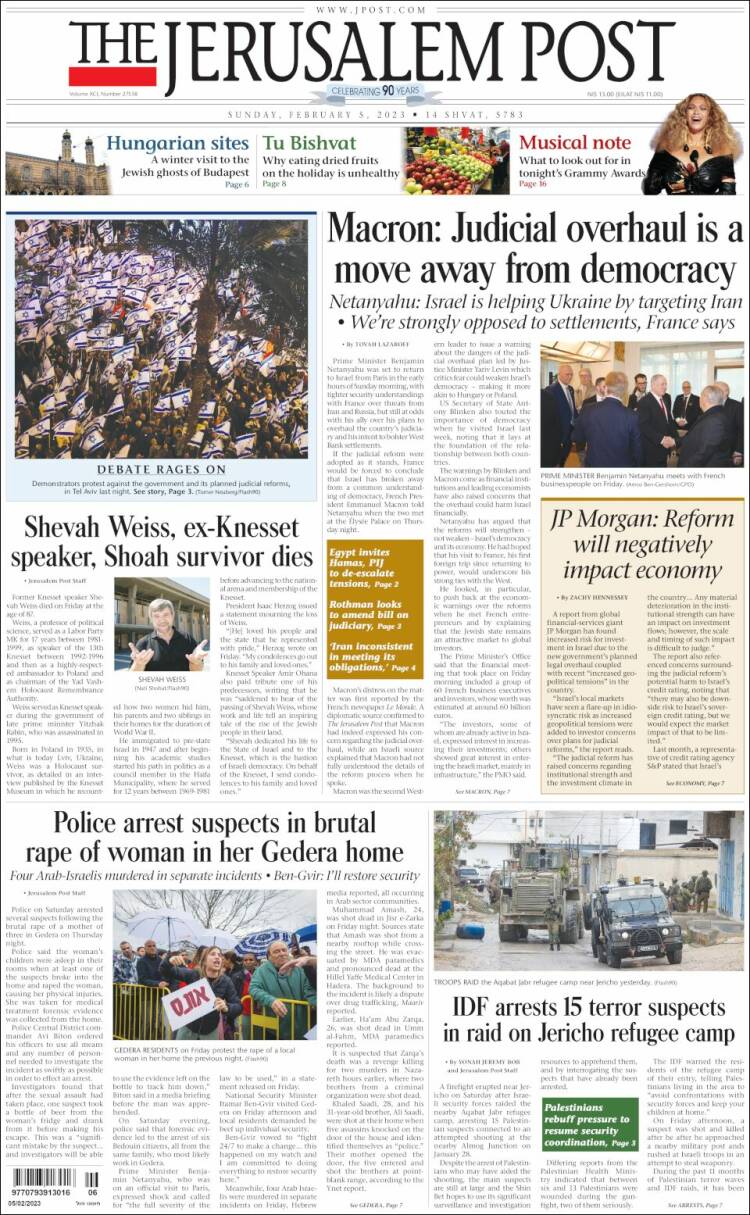 Portada de The Jerusalem Post (Israel)