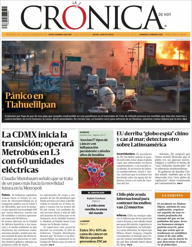 Portada de La Crónica de Hoy (México)