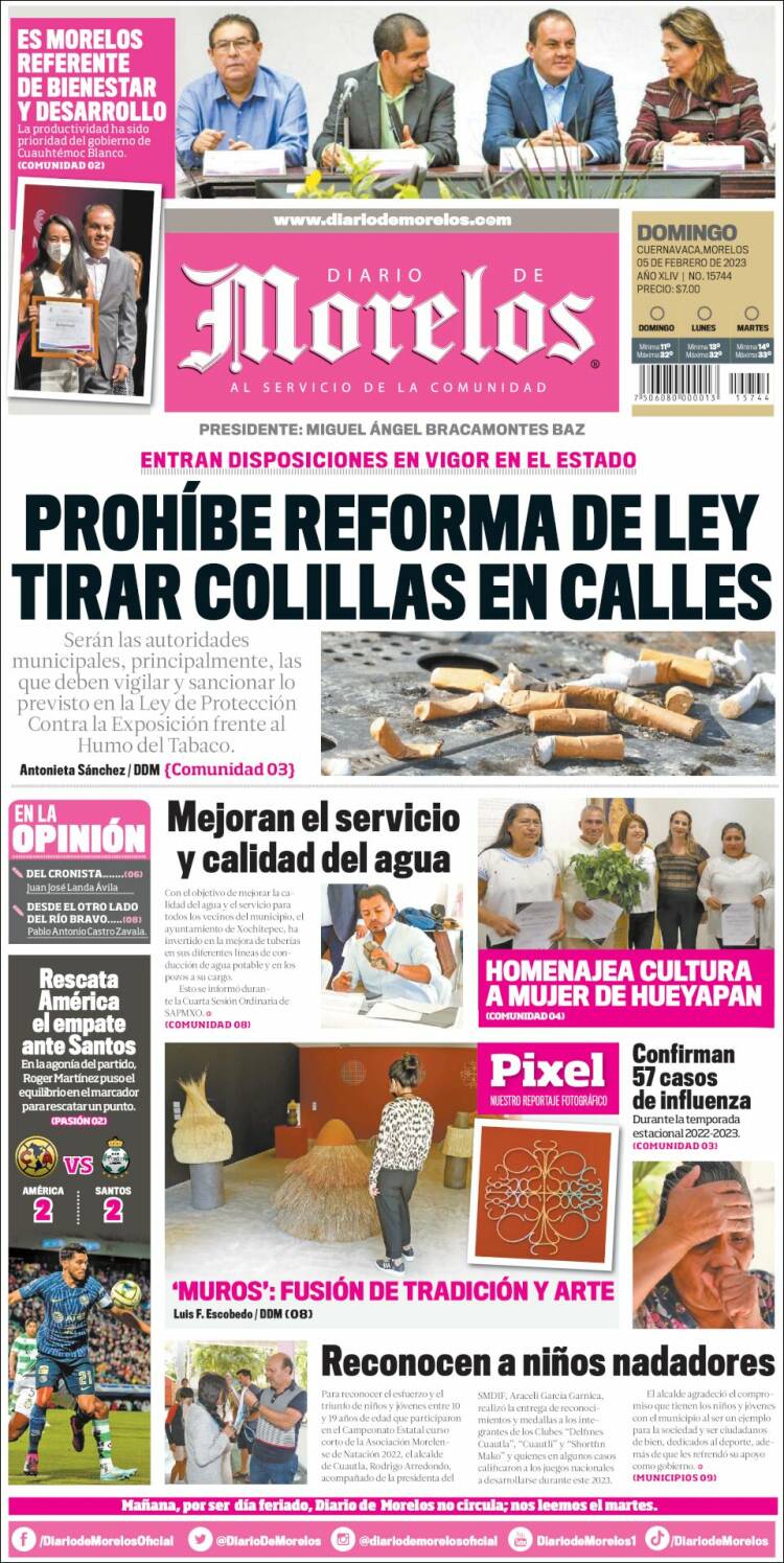 Portada de Diario de Morelos (México)