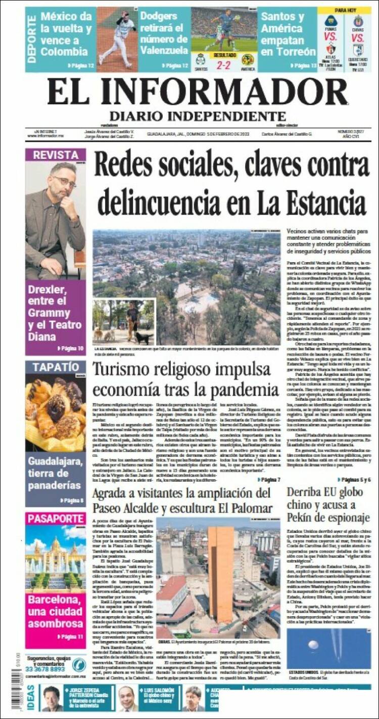 Portada de El Informador (México)