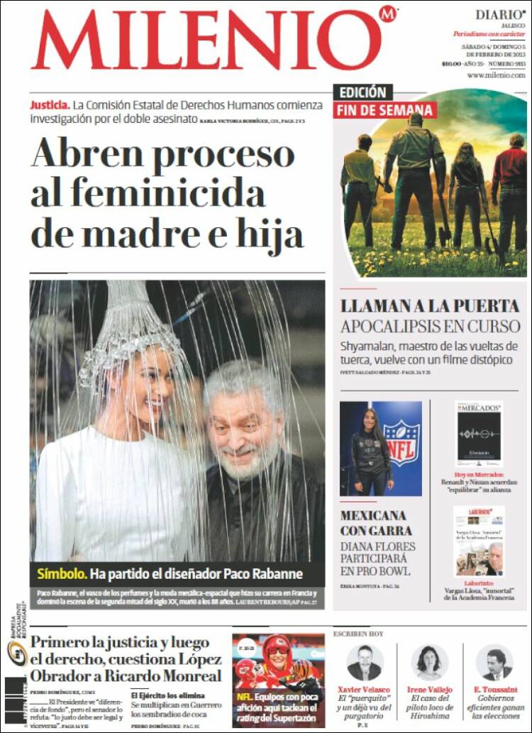 Portada de Milenio - Jalisco (México)