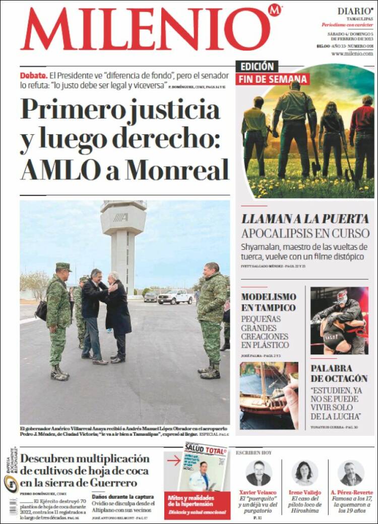 Portada de Milenio - Tamaulipas (México)