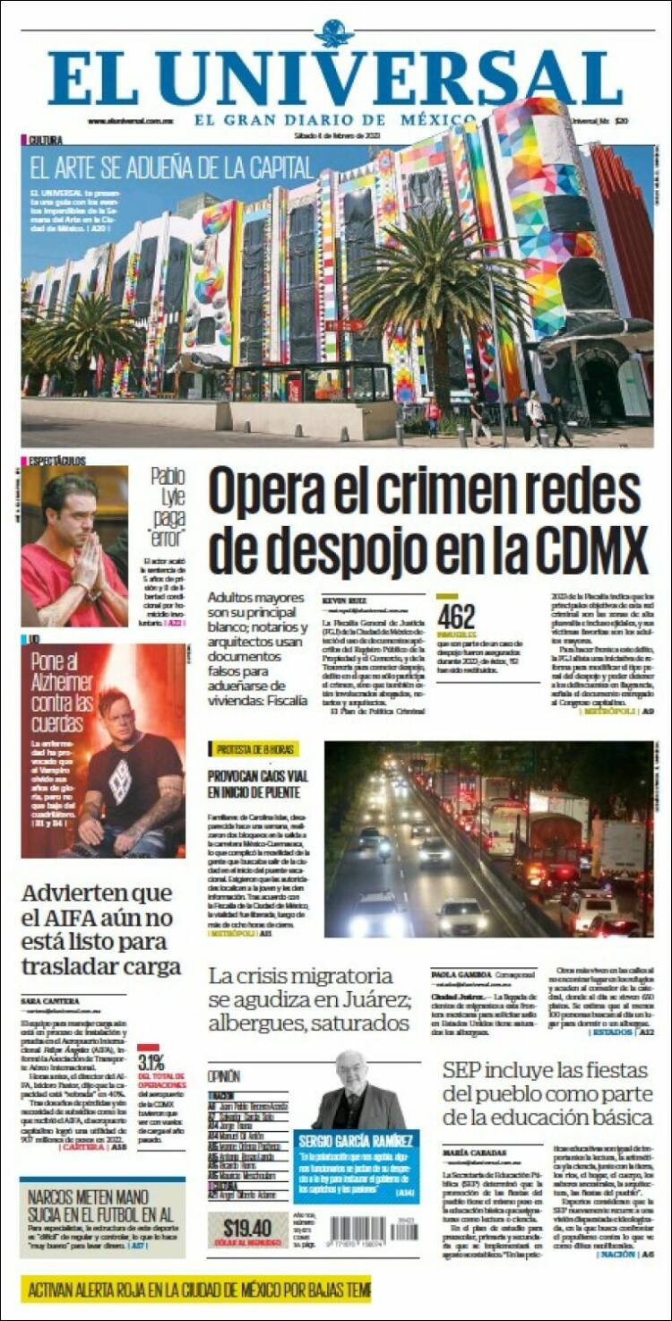 Portada de El Universal (México)