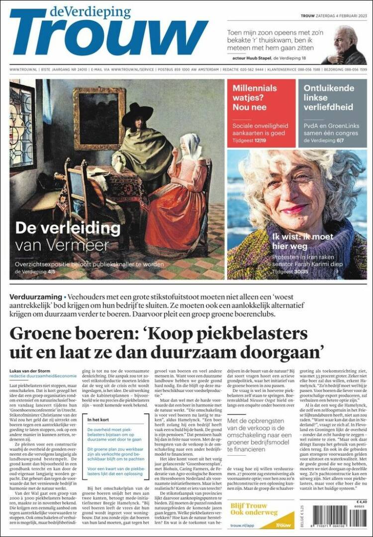 Portada de Trouw (Países Bajos)