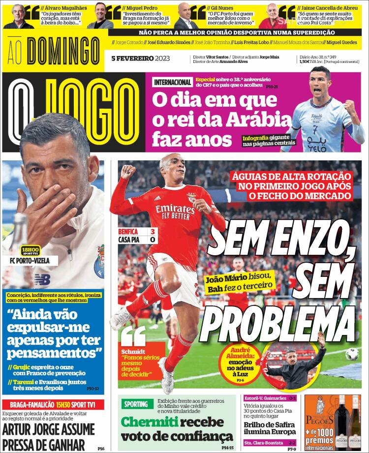 Portada de O Jogo (Portugal)