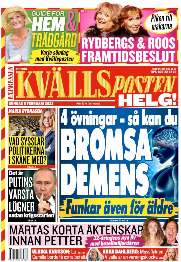 Portada de Kvällsposten (Suecia)