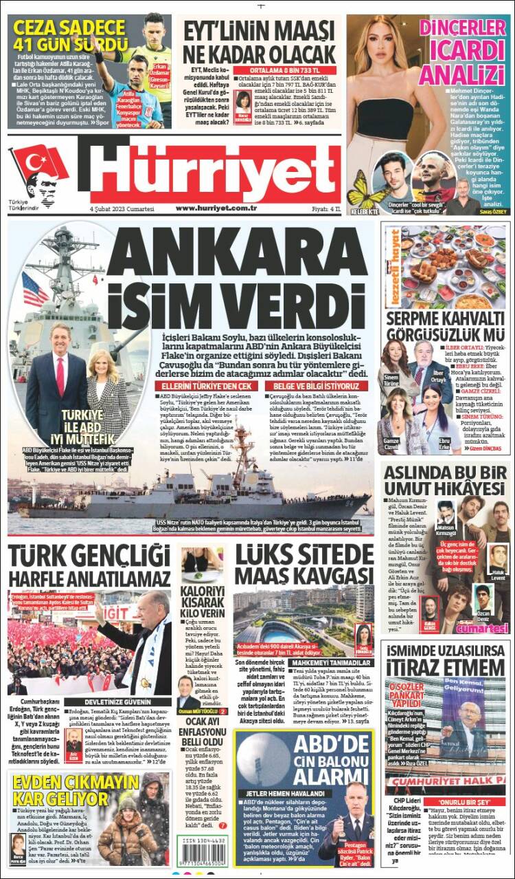 Portada de Hürriyet (Turqu&iacute;a)