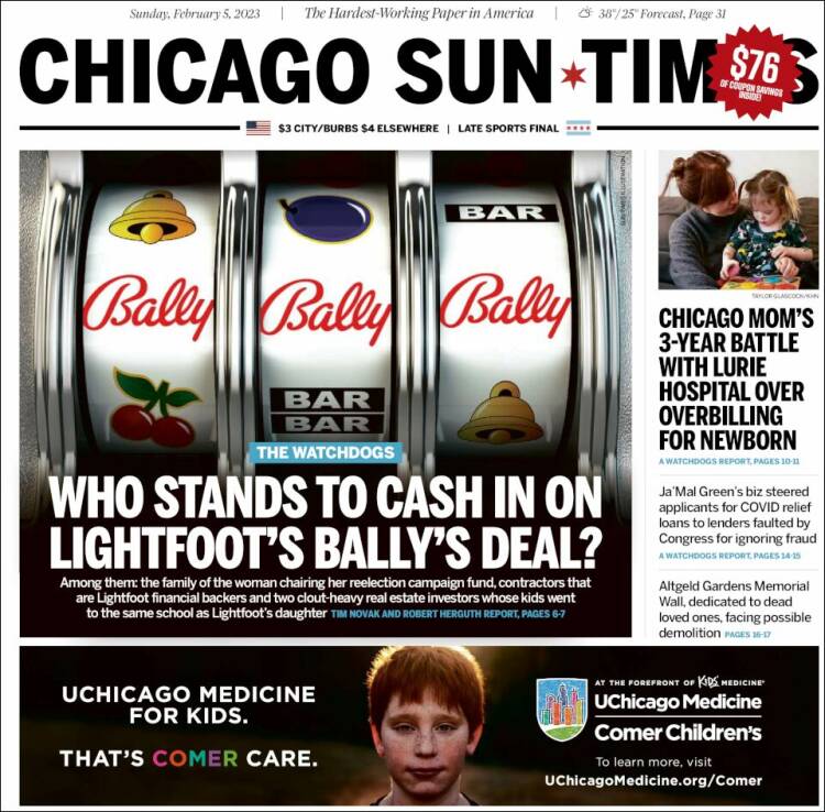 Portada de Chicago Sun-Times (USA)