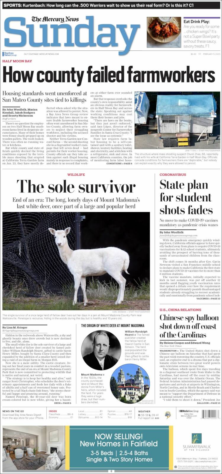 Portada de San Jose Mercury News (USA)