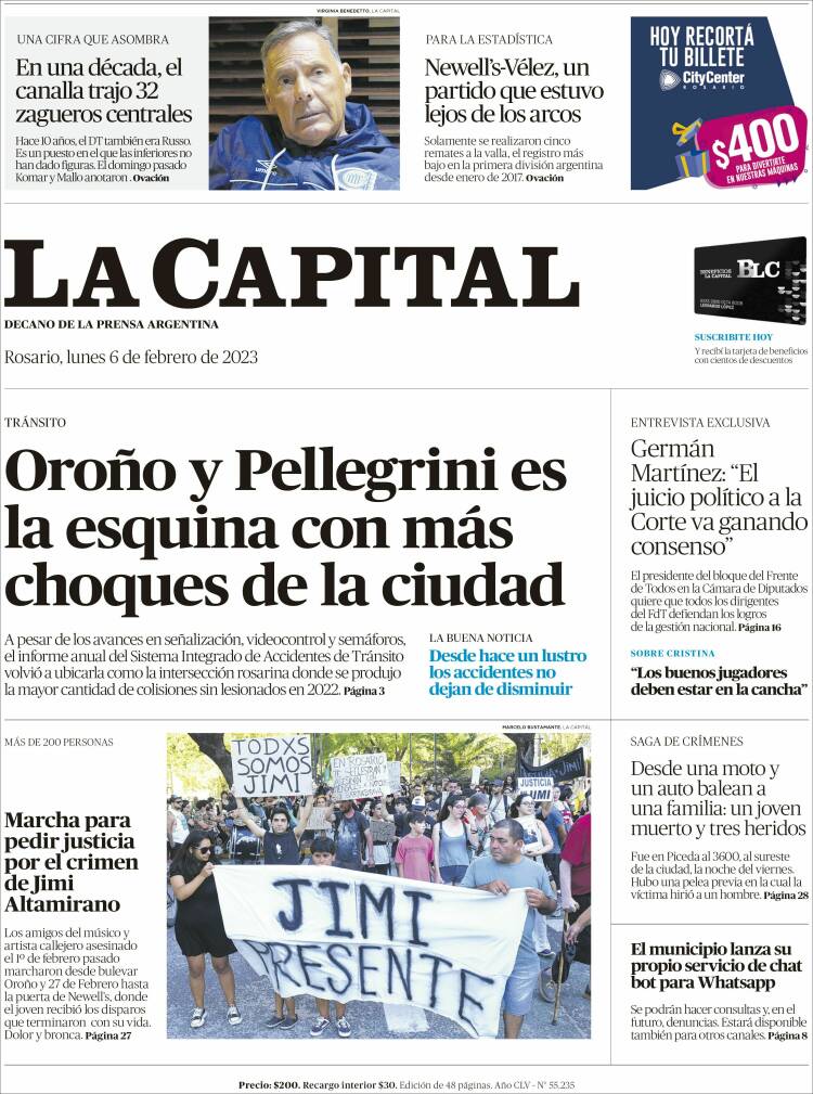 Portada de La Capital - Rosario (Argentina)