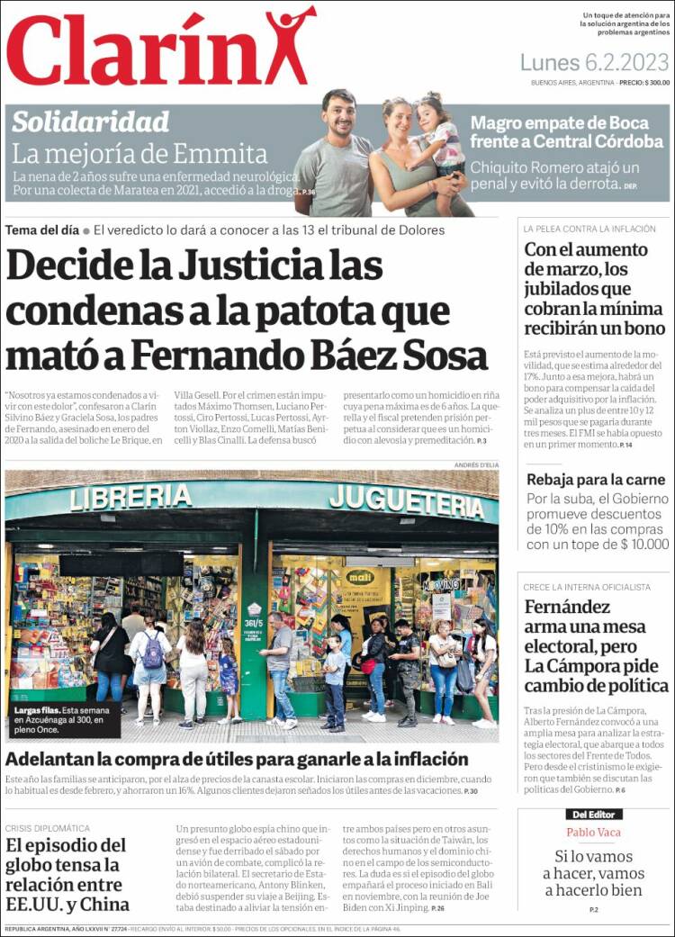 Portada de Clarín (Argentina)