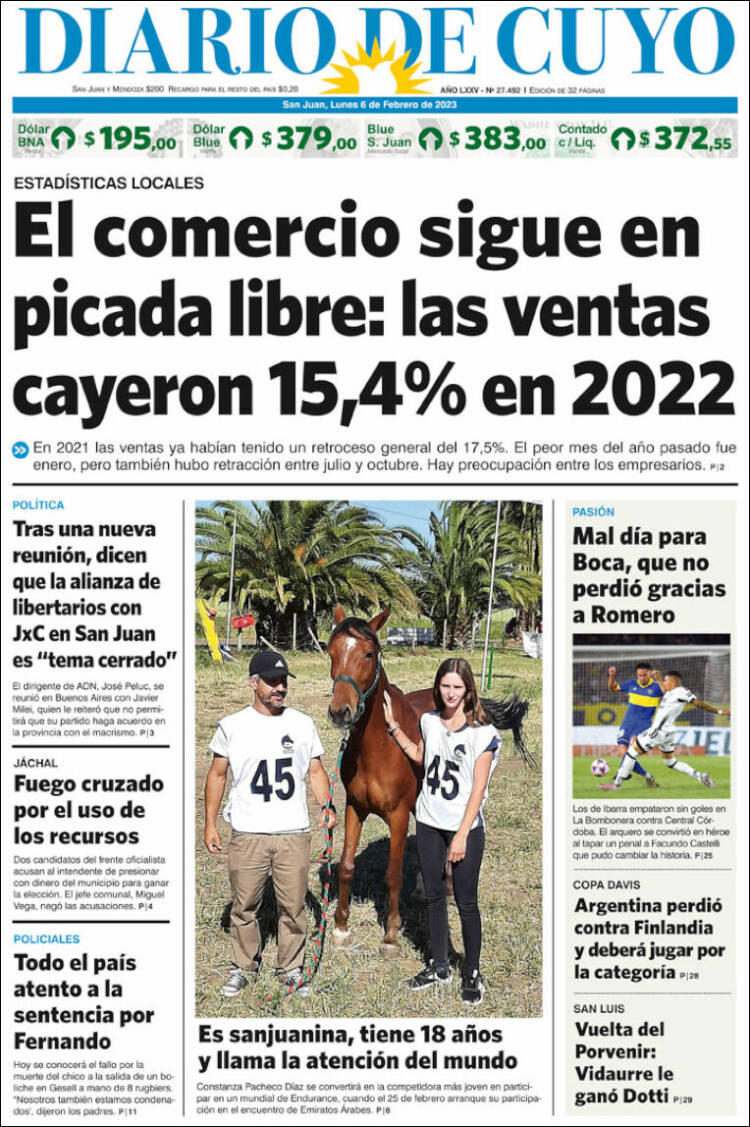 Portada de Diario de Cuyo (Argentina)