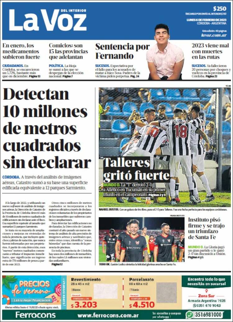 Portada de La Voz del Interior (Argentina)